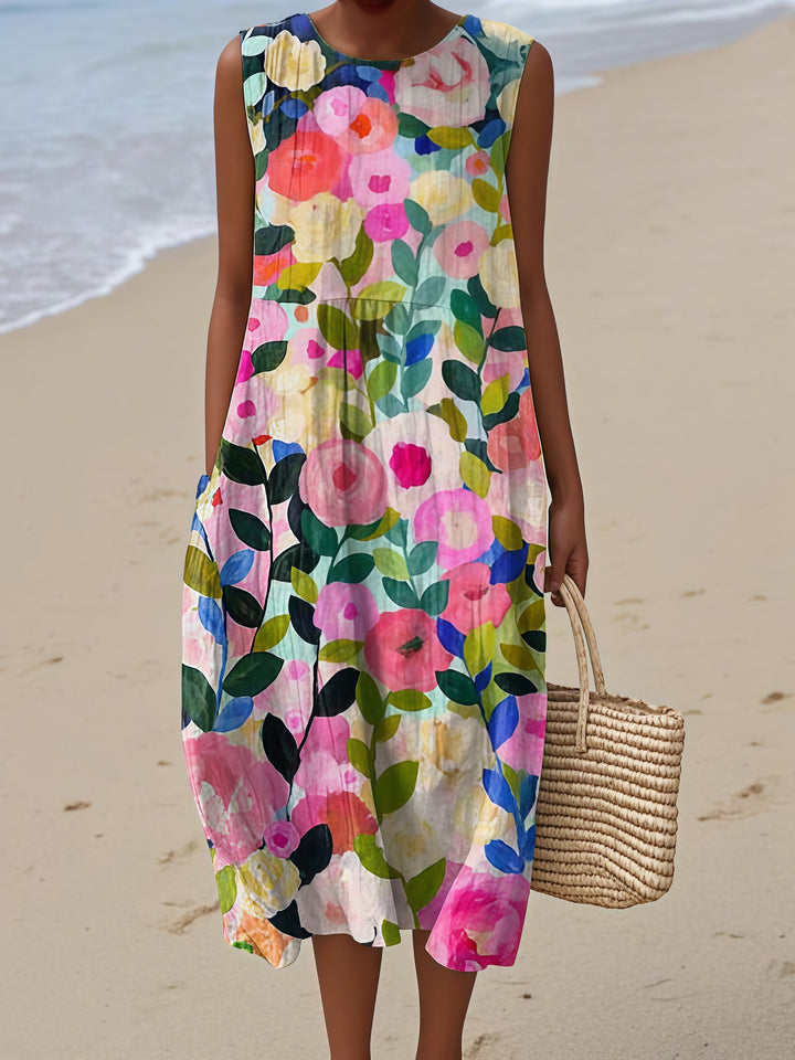 Green Embroidered Floral Midi Dress